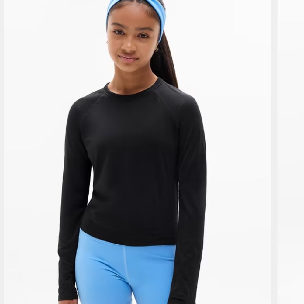 Athleta Girl Power Up Sport Length Top Black size xl/14